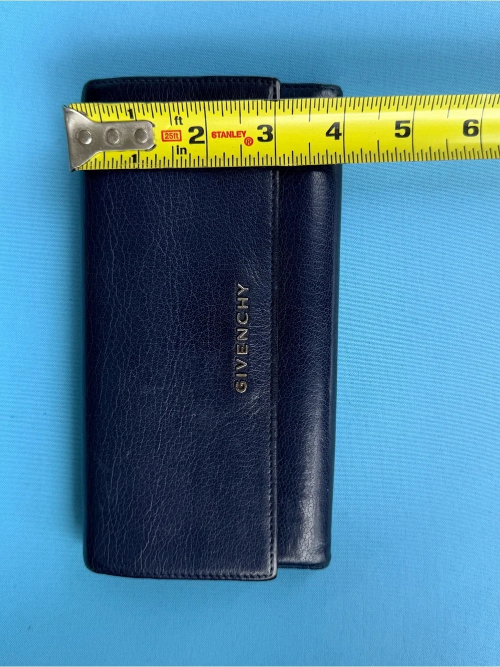Givenchy Navy Leather wallet with Gold Logo.  AUTHENTIC
